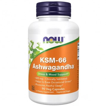 Now Foods KSM-66 Ashwagandha 600 mg 90 капсул-0