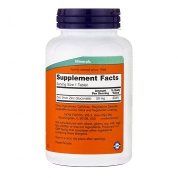 NOW Zinc Glucinate 50 mg 100 таб-1