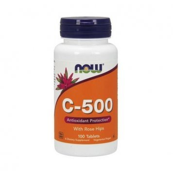 NOW Vitamin C-500 with Rose Hips 100 таб-0